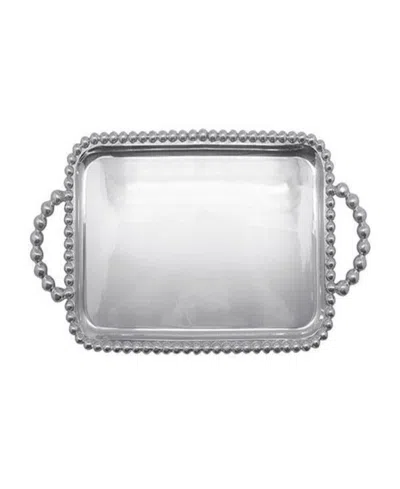 Mariposa Pearled Medium Service Tray In Silver