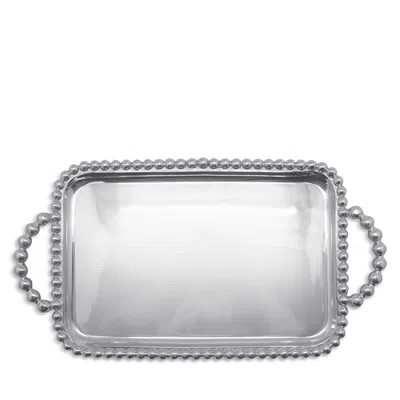 Mariposa Pearled Medium Service Tray In Silver