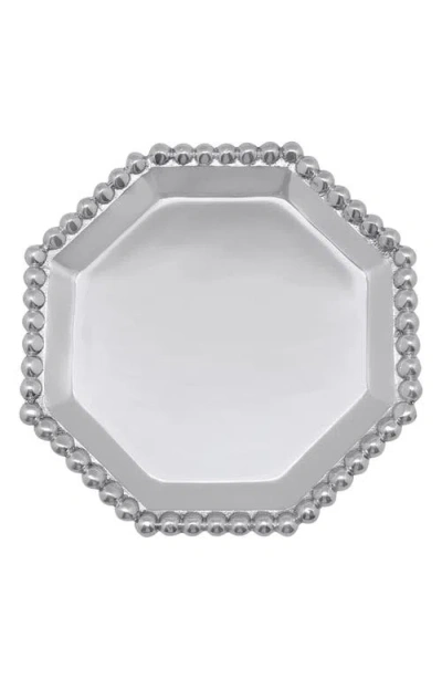 Mariposa Pearled Octagonal Canapé Plate In Silver