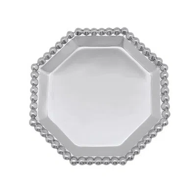 Mariposa Pearled Octagonal Canape Plate In Silver