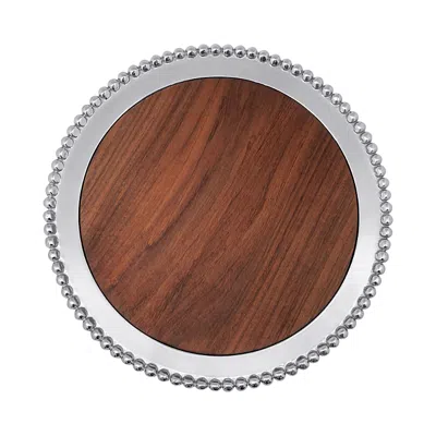 Mariposa Pearled Round Cheese Board In Brown