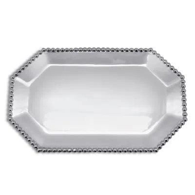 Mariposa Pearled Silver Tone Rectangular Tray