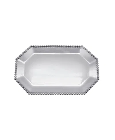 Mariposa Pearled-border 9.5" Small Rectangular Octagonal Tray In Silver