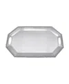 Mariposa Pearled-border Large Rectangular Octagonal Tray In Silver