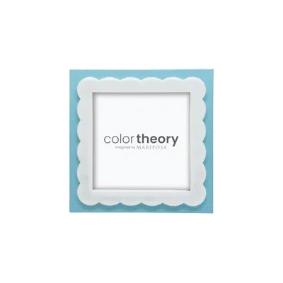 Mariposa Pink With White Scalloped Acrylic Border 4x4 Frame In Blue