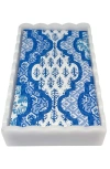 Mariposa Provençal Cotton Blue White Scalloped Guest Towel Box Set In White