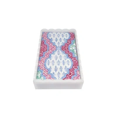 Mariposa Provençal Cotton Scalloped Guest Towel Box Set In Pink,white