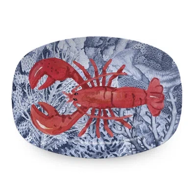 Mariposa Rock Lobster Platter In Navy,white,red