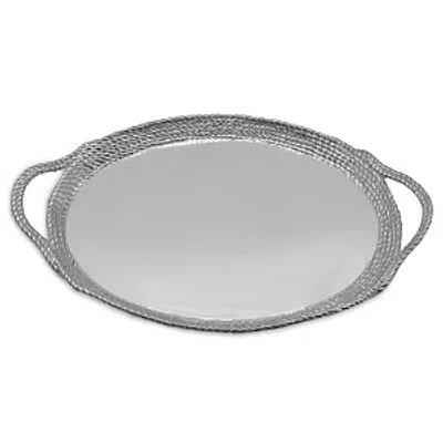 Mariposa Rope Oval Cocktail Tray In Silver