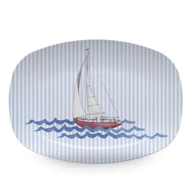 Mariposa Sail Away Platter In Blue