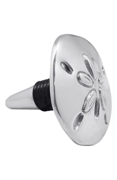 Mariposa Sand Dollar Flat Bottle Stopper In Silver