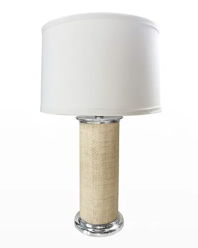 Mariposa Sand Faux Grasscloth Column Table Lamp In Neutral