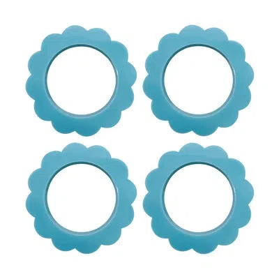 Mariposa Scallop Napkin Ring Set Of 4 In Teal