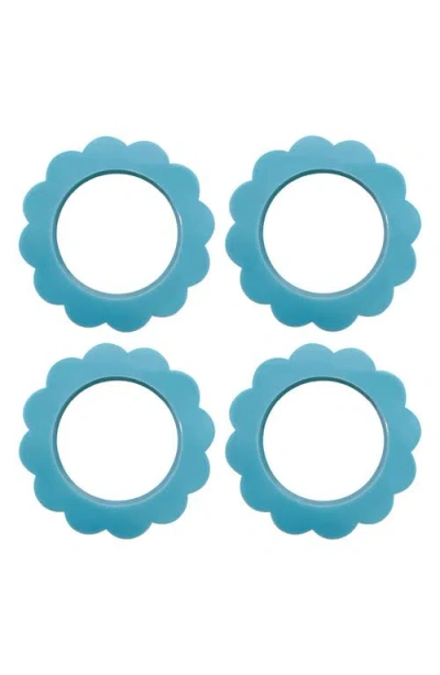 Mariposa Scallop Set Of 4 Napkin Rings In Blue