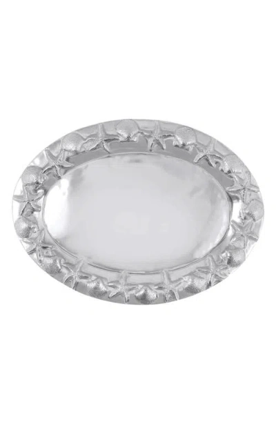 Mariposa Seashell Border Oval Platter In Silver