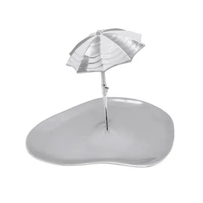 Mariposa Seaside Beach Umbrella Platter In Silver