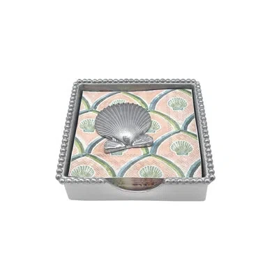 Mariposa Seaside Scallop Shell Beaded Napkin Holder In Blue;silver