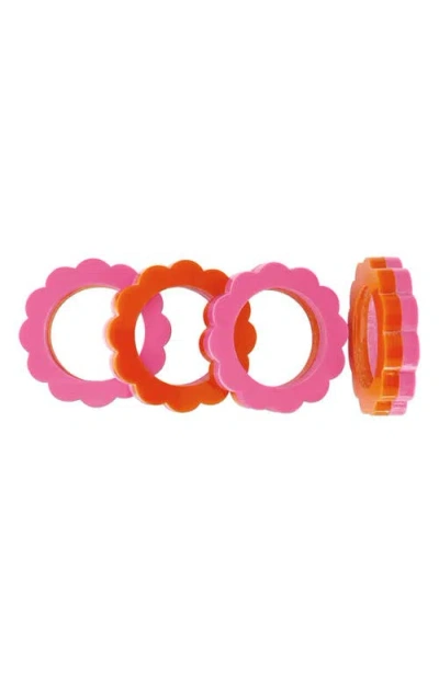 Mariposa Set Of 4 Scallop Napkin Rings In Multi