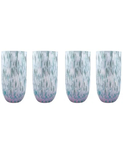 Mariposa Set Of 4 Sip Sip Confetti Drinking Glasses In Blue