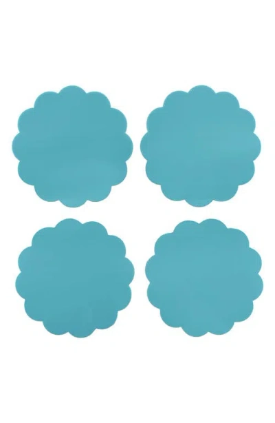 Mariposa Set Of 4 Teal Scallop Coasters In Blue