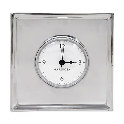 Mariposa Signature Engravable Square Clock In Gray