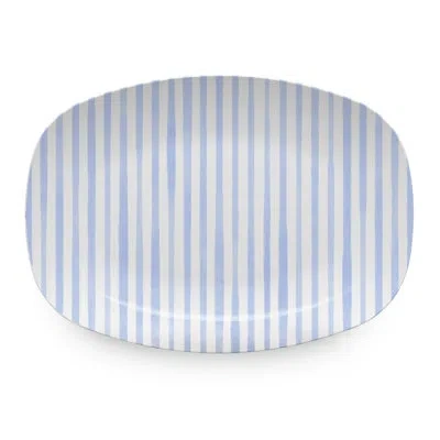 Mariposa Simple Stripes Platter In Light Blue