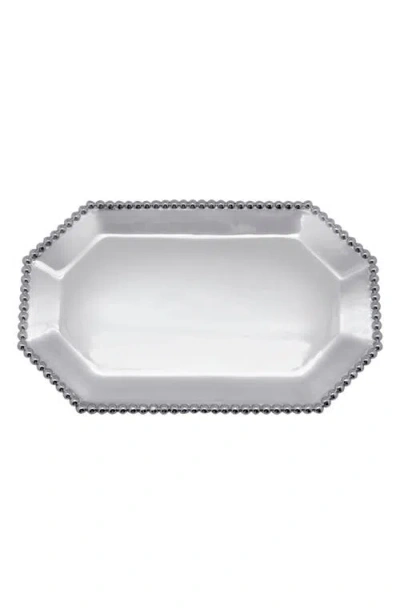 Mariposa Small Pearled Platter In Silver