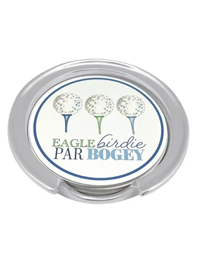 Mariposa Sporting Life Mens' Eagle, Birdie, Par, Bogey Golf Signature Coaster Set In Metallic