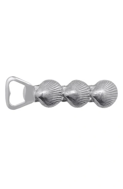 Mariposa Stacked Scalloped Shell Bottle Opener In Silver