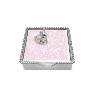 Mariposa Standing Bunny Beaded Napkin Box Set _x000d_ In Silver