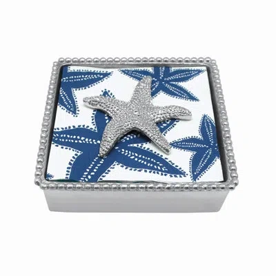 Mariposa Starfish Beaded Napkin Box Set In Silver