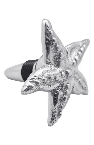 Mariposa Starfish Flat Bottle Stopper In Silver