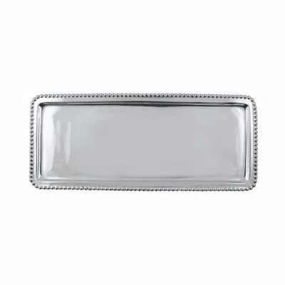 Mariposa Statements Beaded Ottoman/coffee Table Tray In Silver