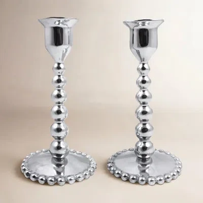 Mariposa String Of Pearls 2 Piece Candlestick Set