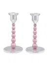 Mariposa String Of Pearls 2-piece Candlestick Set In Pink Silver