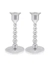Mariposa String Of Pearls 2-piece Candlestick Set In Silver