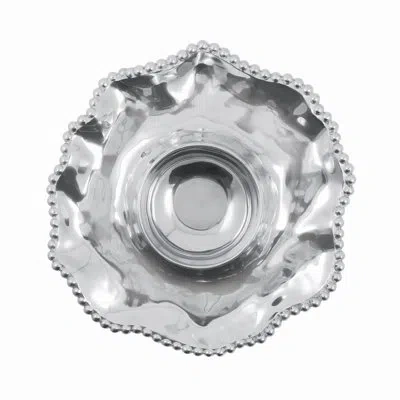Mariposa String Of Pearls Chip And Dip Platter In Silver
