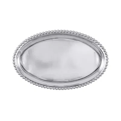 Mariposa String Of Pearls Large Oval Platter In Silver