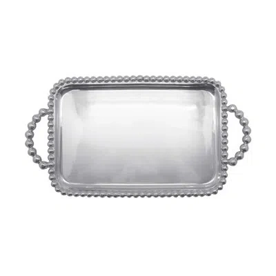 Mariposa String Of Pearls Pearled Medium Serving Tray In Silver
