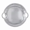 Mariposa String Of Pearls Round Handle Tray In Silver