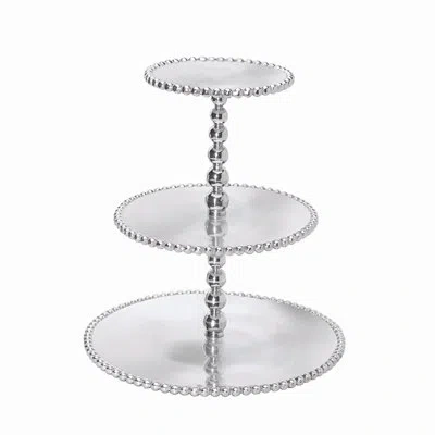 Mariposa String Of Pearls Tiered Stand In Silver