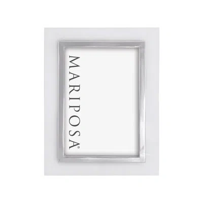 Mariposa Teal With Metal Inner Border 5x7 Frame In White