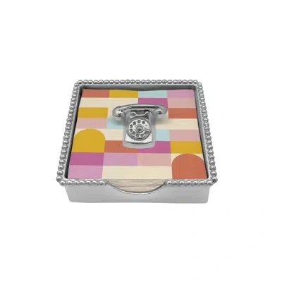 Mariposa Telephone Beaded Napkin Box Set In Silver