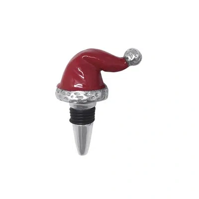 Mariposa Traditions Santa Hat Bottle Stopper In Red