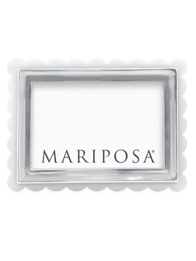 Mariposa Welcome Home Scallop Frame In White Silver