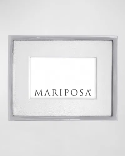 Mariposa White Leather W/ Metal Border Frame, 4" X 6" In Gray