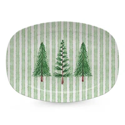 Mariposa Woodland Trees Platter In Green