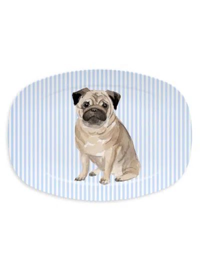 Mariposa Woof Woof Best Friends Pug Platter In Blue
