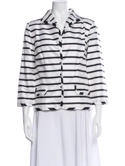 Pre-owned Marisa Baratelli Silk Striped Blazer In White