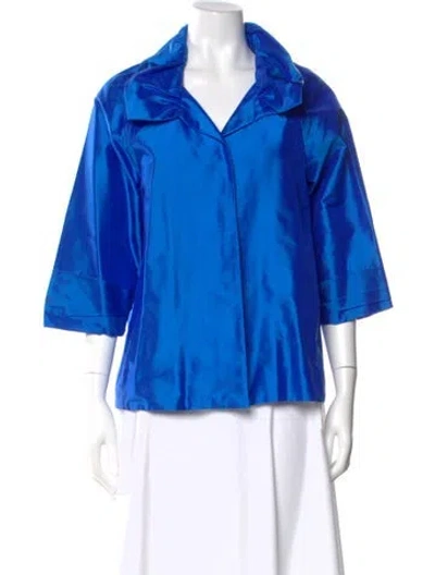 Pre-owned Marisa Baratelli Silk Three-quarter Sleeve Top In Blue